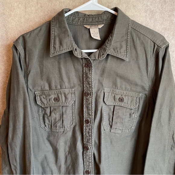 Duluth Trading Co. Women's Heavyweight Canvas Work Shirt Sz L Button Cotton - Picture 2 of 10